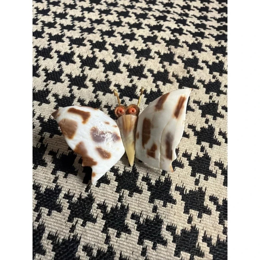 VTG Figural Butterfly Brooch carved shell butterfly pin Insect Jewelry Whimsy